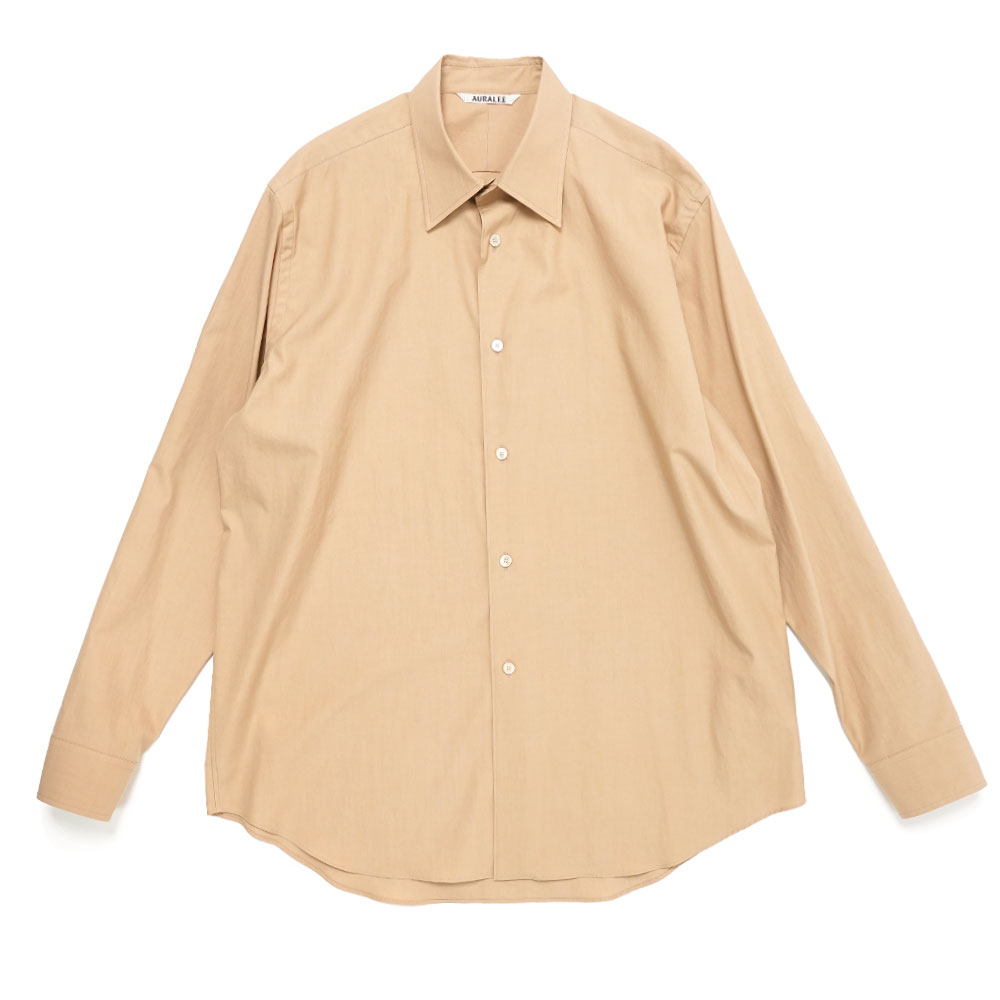 WASHED FINX TWILL SHIRT LIGHT BROWN _