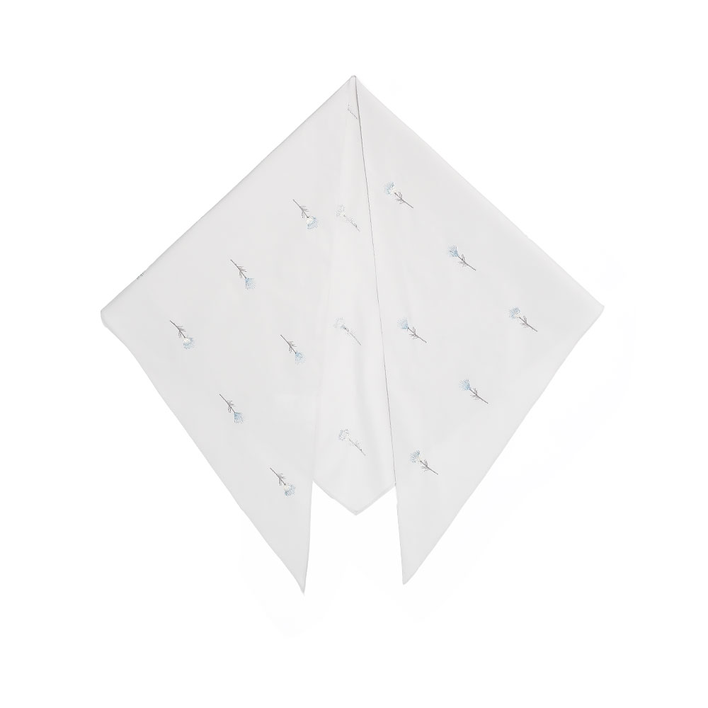 FOULARD  LIGHT GREY FLOWERS POPELINE