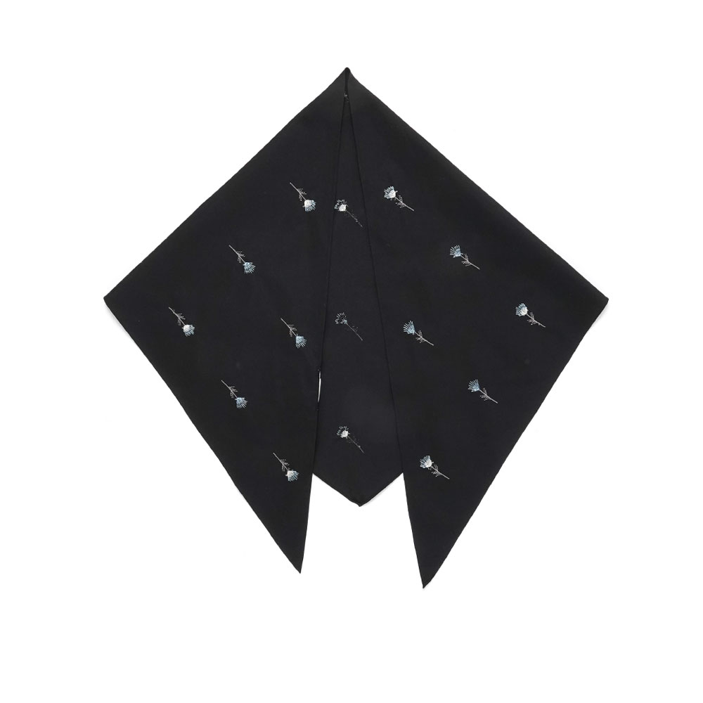 FOULARD BLACK FLOWERS POPELINE