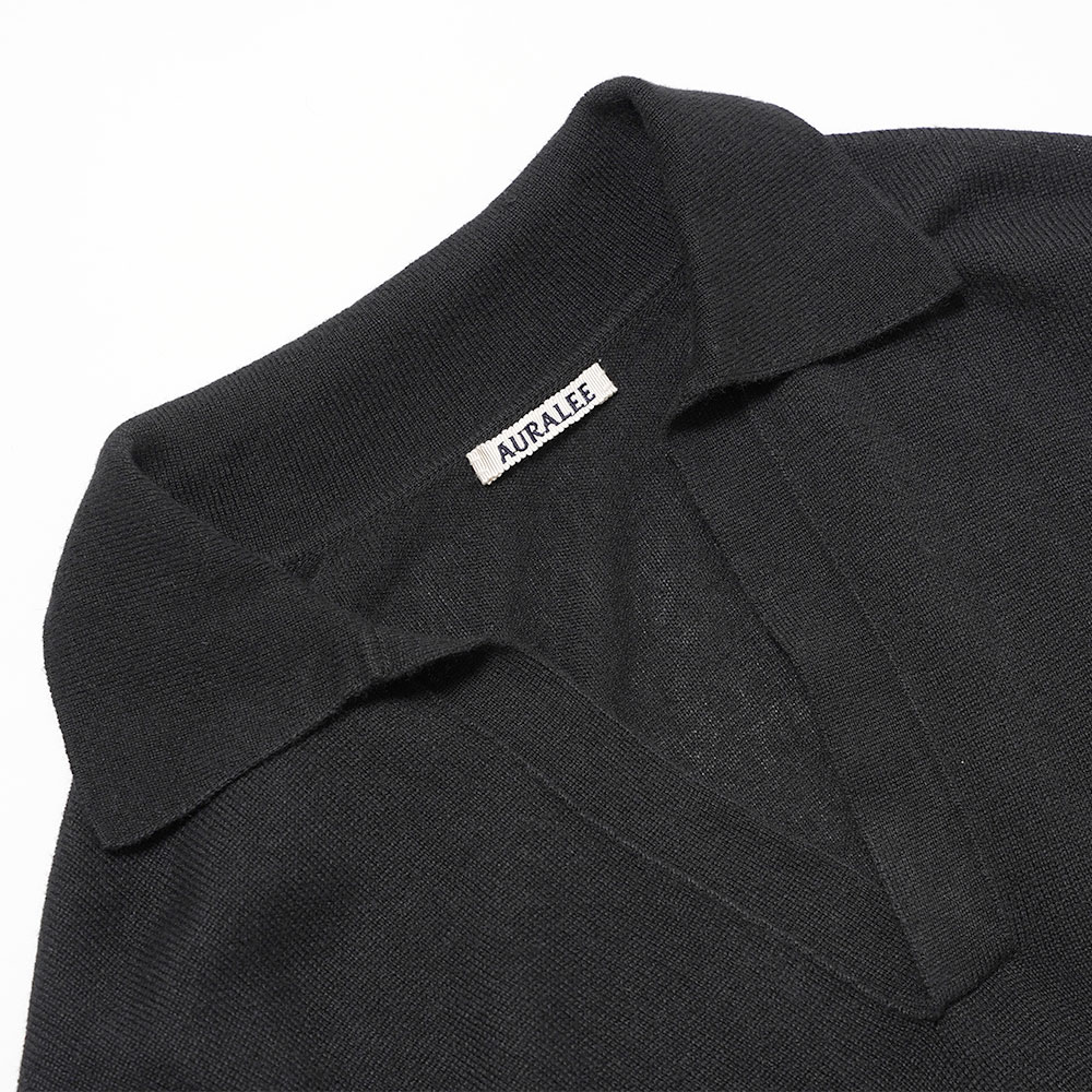 JKPT STORE / SUPER FINE CASHMERE SILK KNIT SKIPPER POLO BLACK