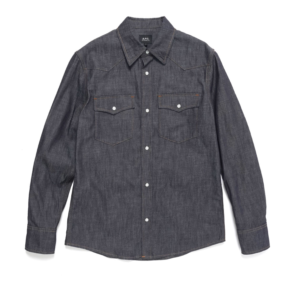 CHEMISE WESTERN-DENIM LEGER BIOLOGIQUE BRUT INDIGO