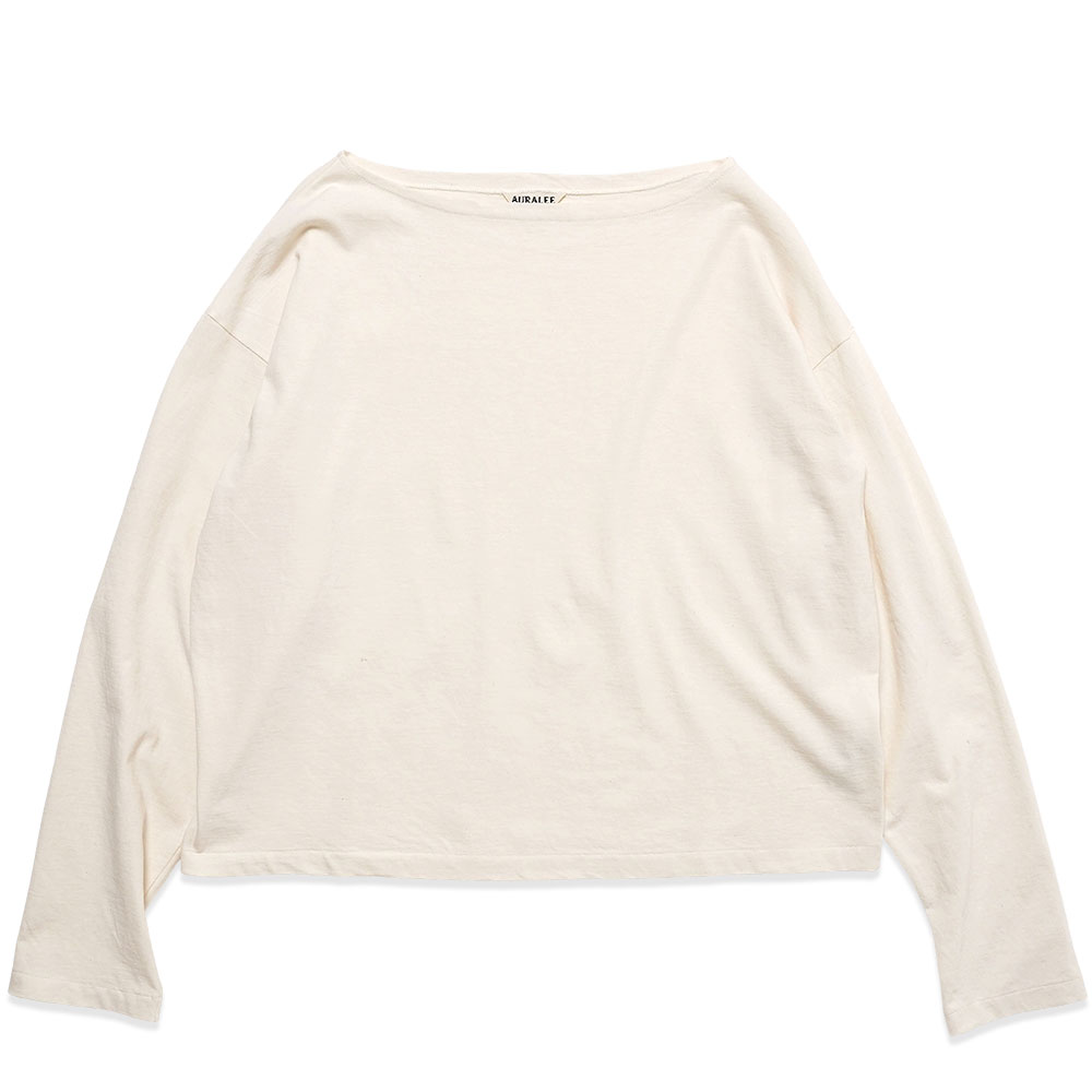 JKPT STORE / HARD TWIST COTTON CASHMERE BOAT NECK L/S TEE WHITE