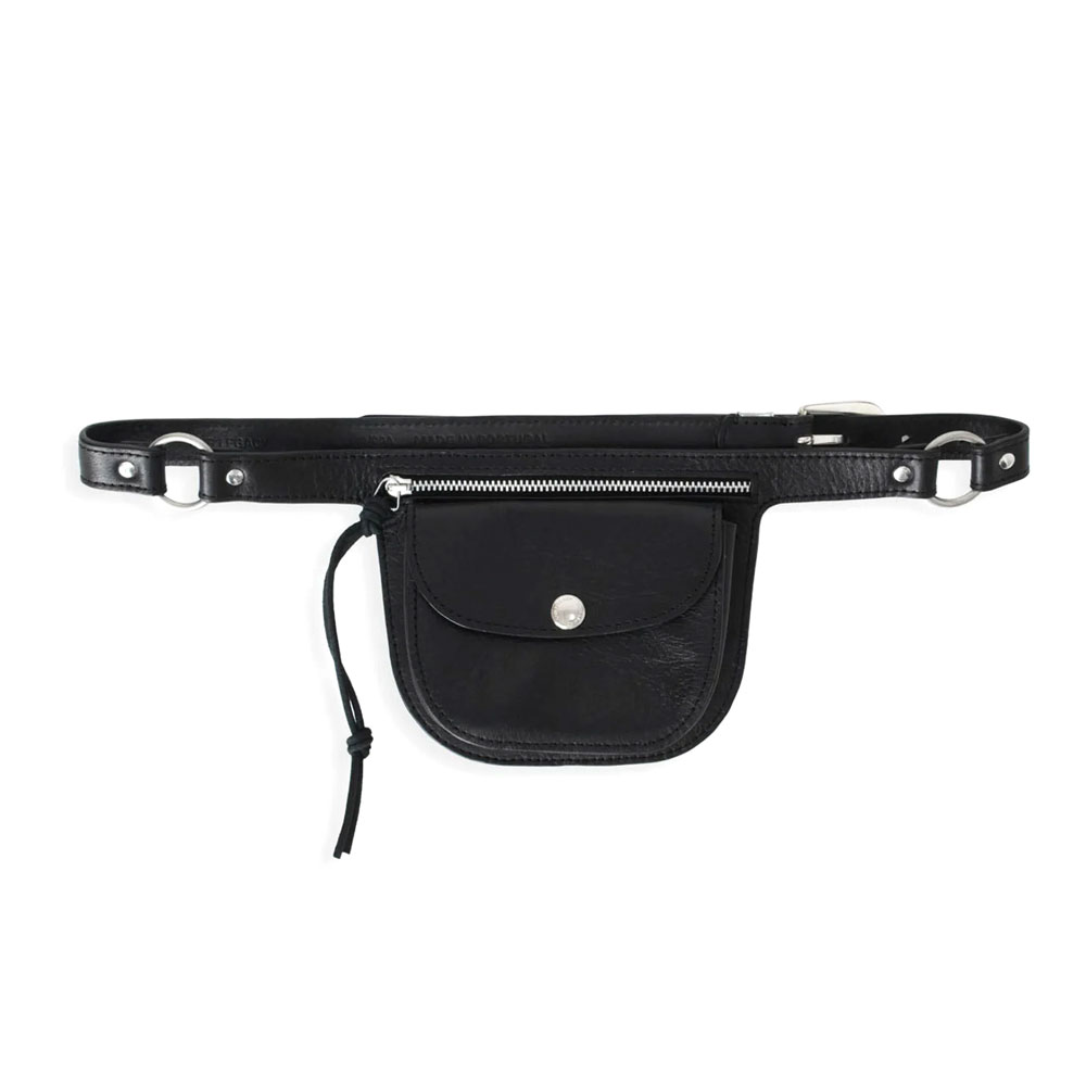 PURSE BELT MALLEABLE BLACK BULL HIDE