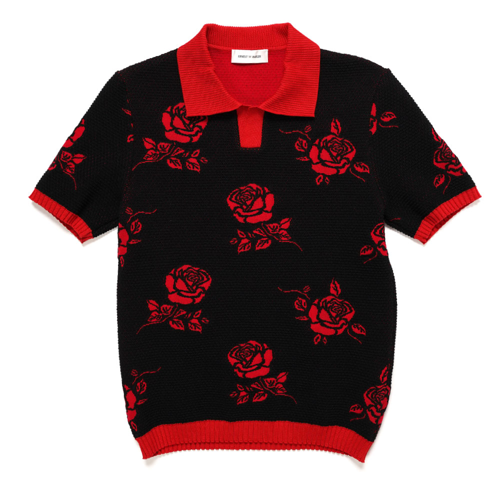 ROSE JACQUARD POLO RED