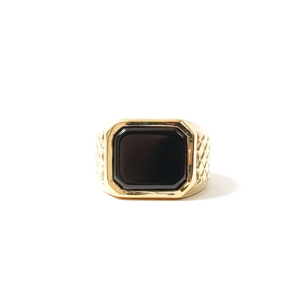 QUILTED STONE RING ONYX