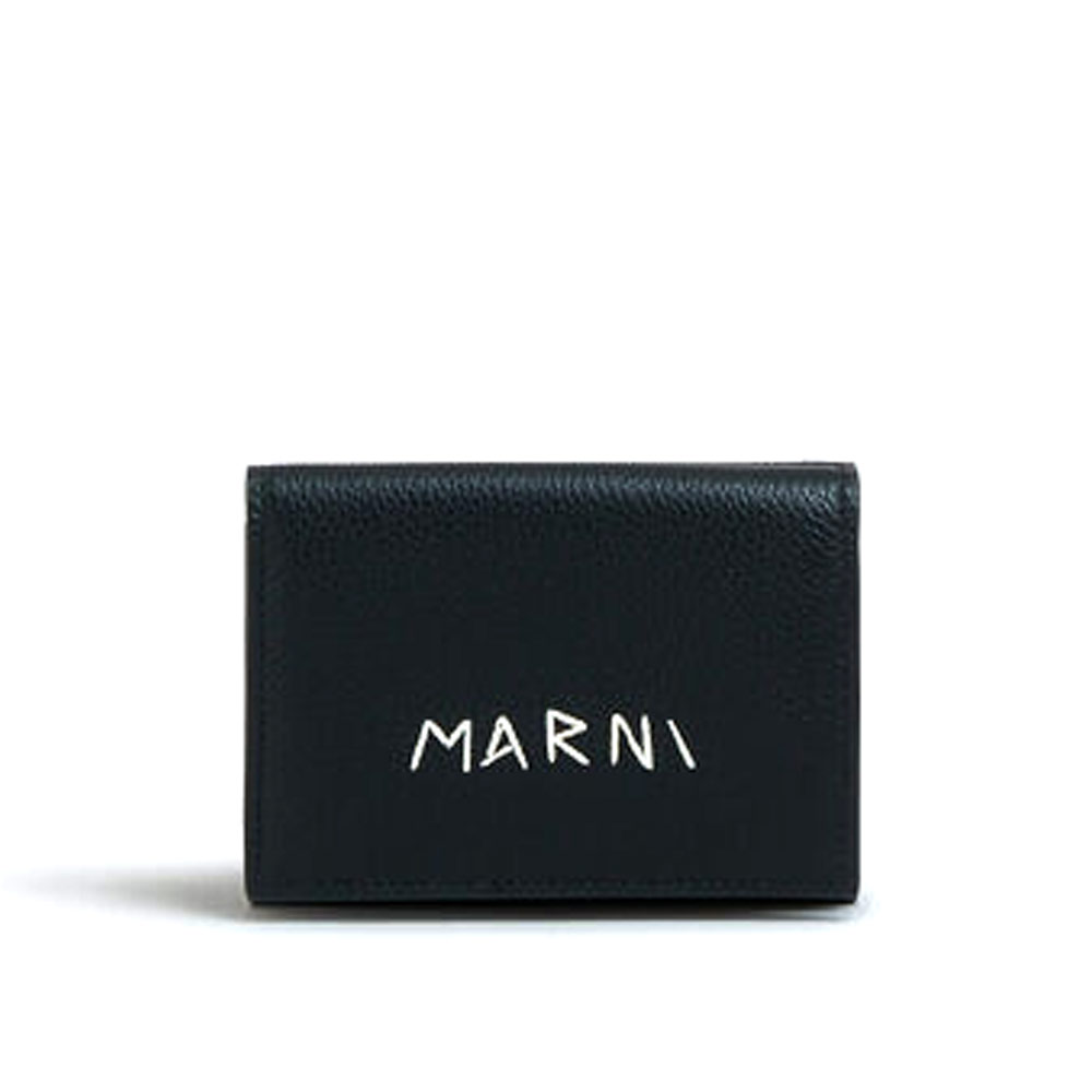 BLUE LEATHER BIFOLD WALLET WITH MARNI MENDING BLACK