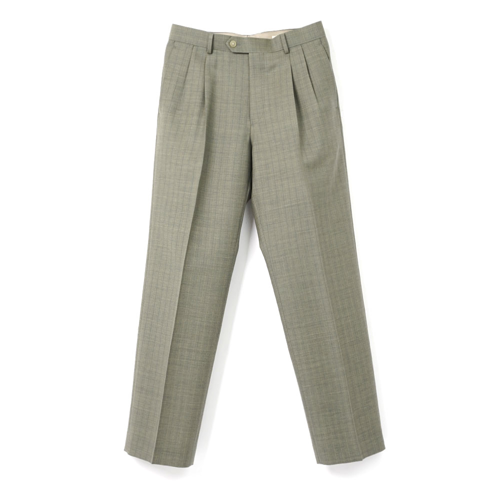 BLUEFACED WOOL TWO-TUCK SLACKS A26SP02BA KHAKI GRAY STRIPE