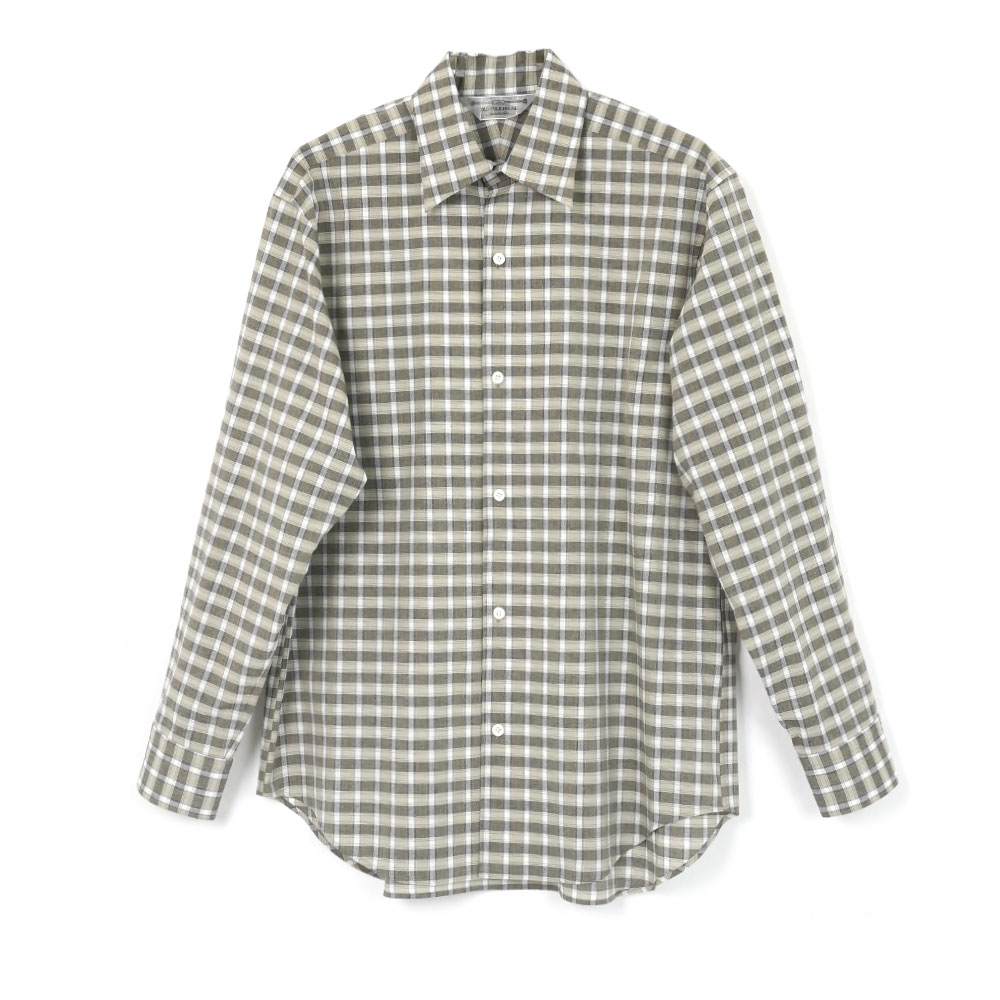 BANSHU-ORI CLASSIC SHIRT VINTAGE FABRIC GREY&BEIGE(PLAID)