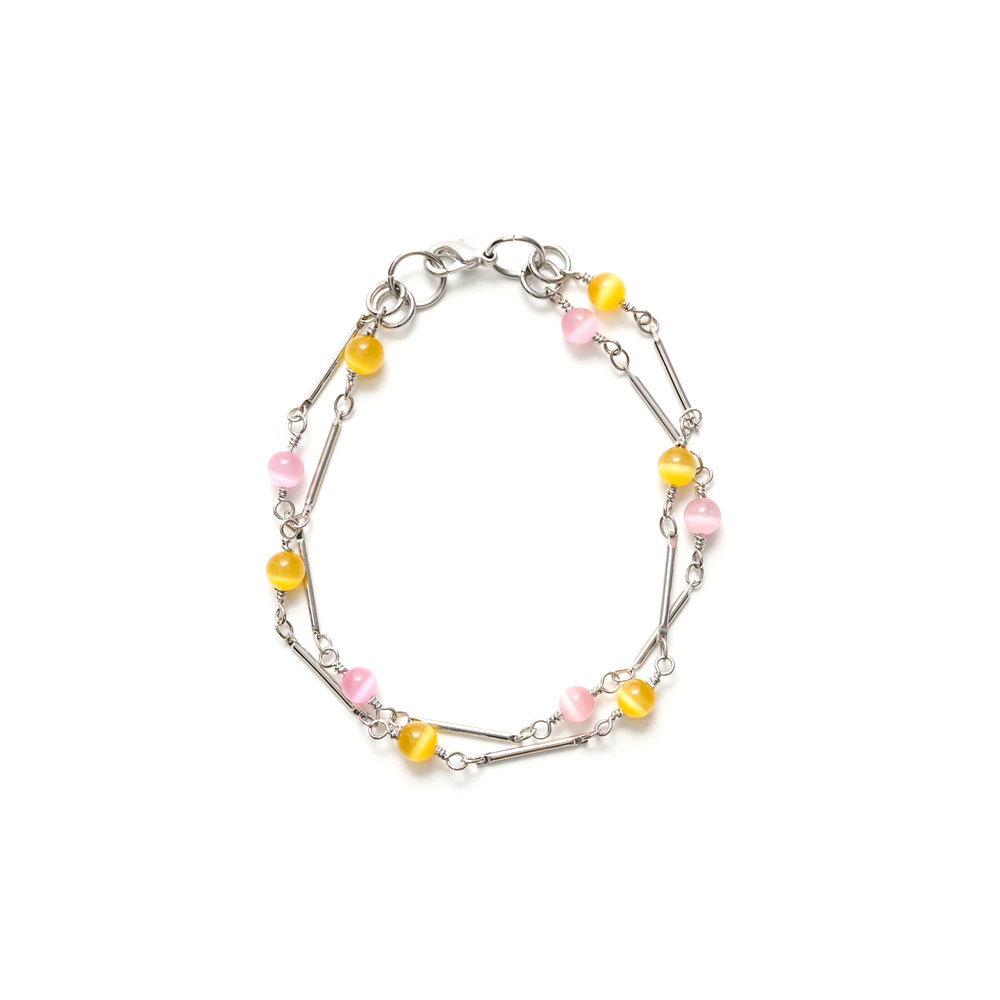 FABRICATED PEARL BRACELET MARBLED NECTAR BRASS LINK