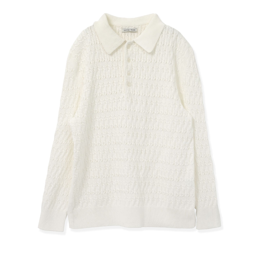 CABLE POLO SWEATER CREAM