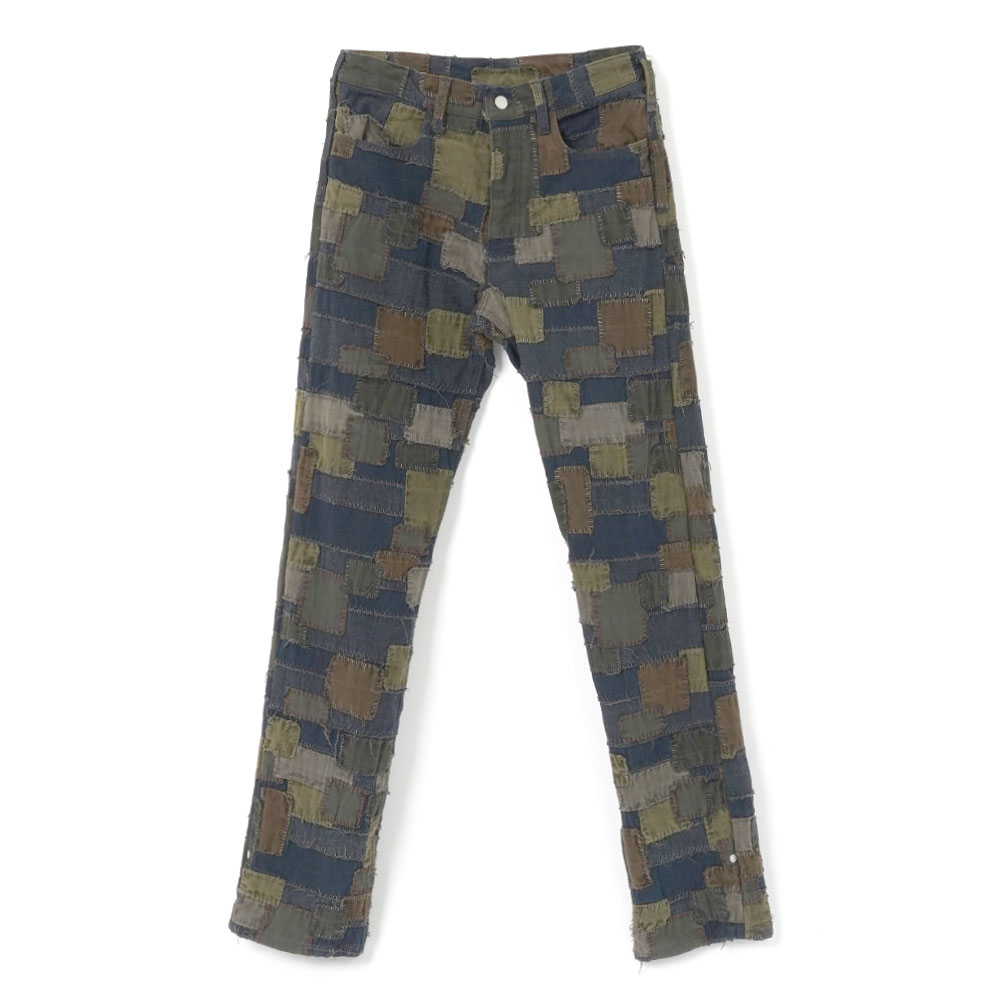 MMW BLACKMEANS BLACK OVERDYED BORO PATCHWORK STRAIGHT JEAN