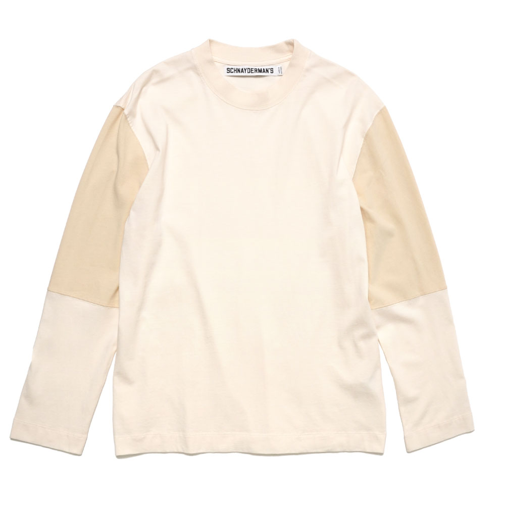 T-SHIRT MID WEIGHT LS LIGHT BEIGE AND OFF WHITE