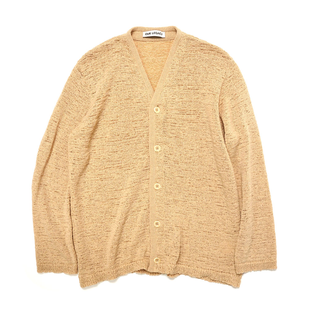 KNITTED CARDIGAN BEIGE FAUX CORD
