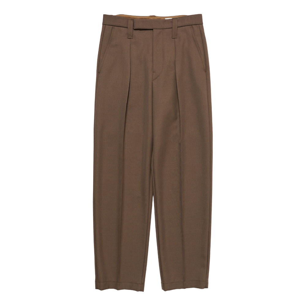 ONE PLEAT PANTS OLIVE BROWN _