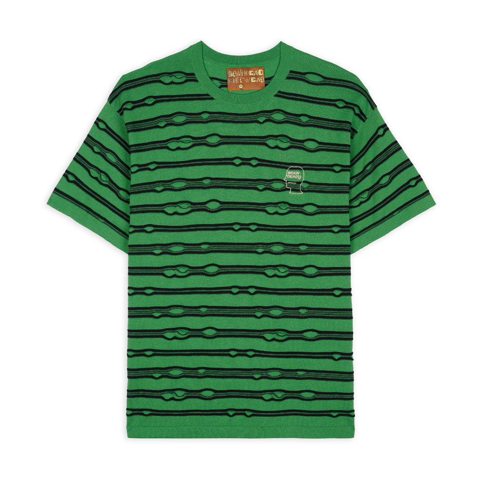 PUCKERED STRIPED KELLY GREEN