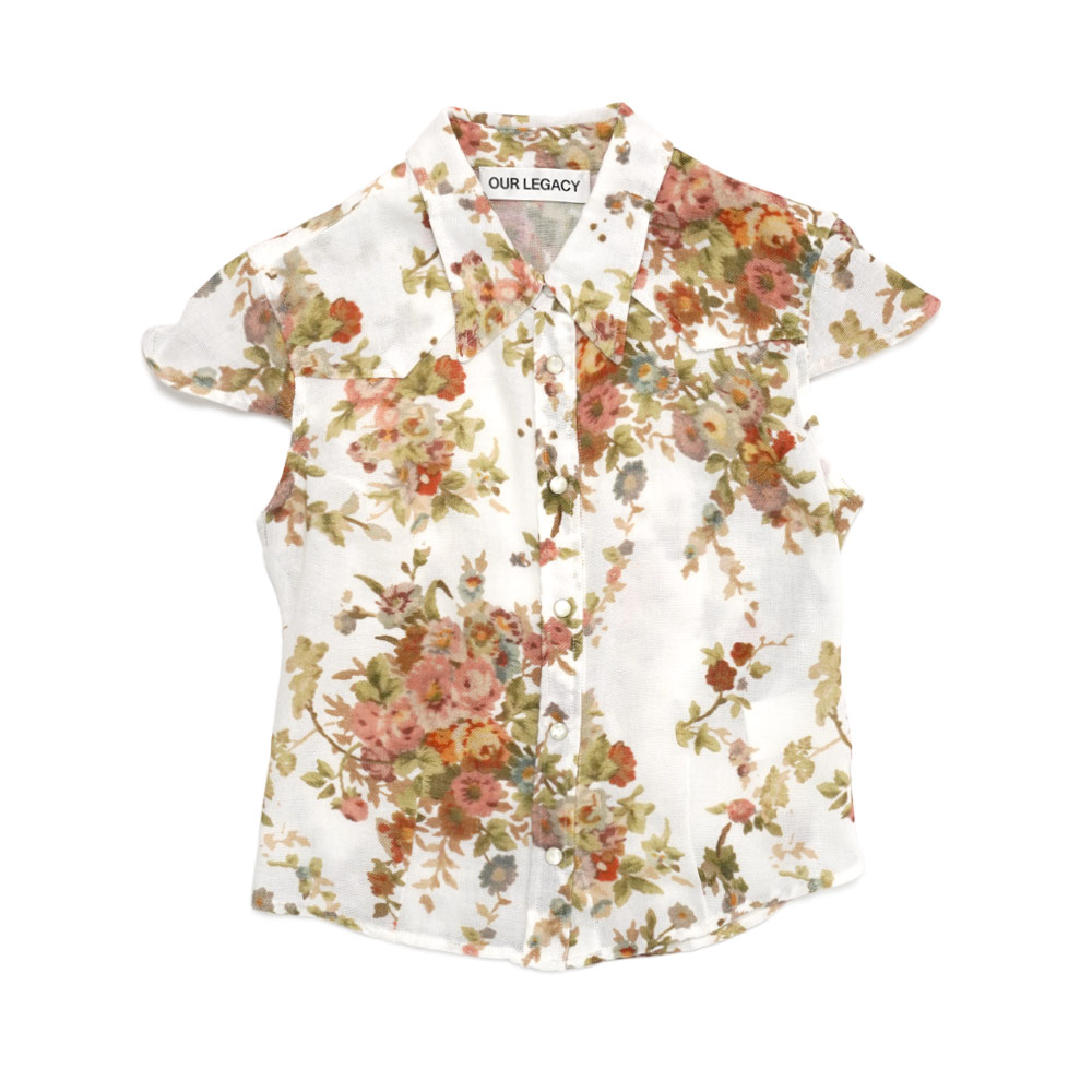 DAISY SHIRT SHORTSLEEVE WHITE FLORAL TAPESTRY PRINT (WOMENS)