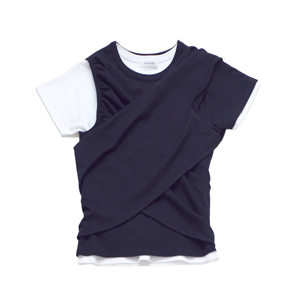 COSMO COTTON/LAYERD TOP BLACK×WHITE