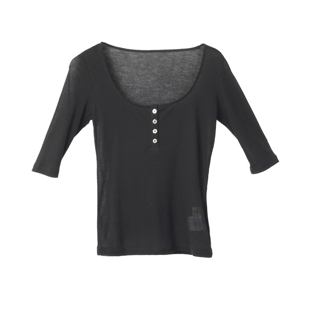 SHEER RIB HENRY T-SHIRT BLACK
