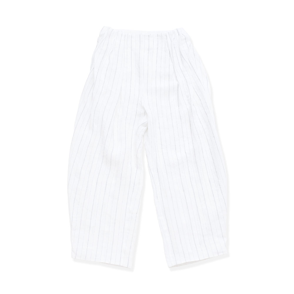 LINEN DRAWN STRIPE/BALLON PANTS WHITE STRIPE