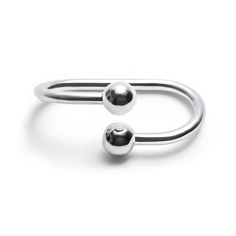 PEARL RING DOUBLE 102181 POLISHED SILVER