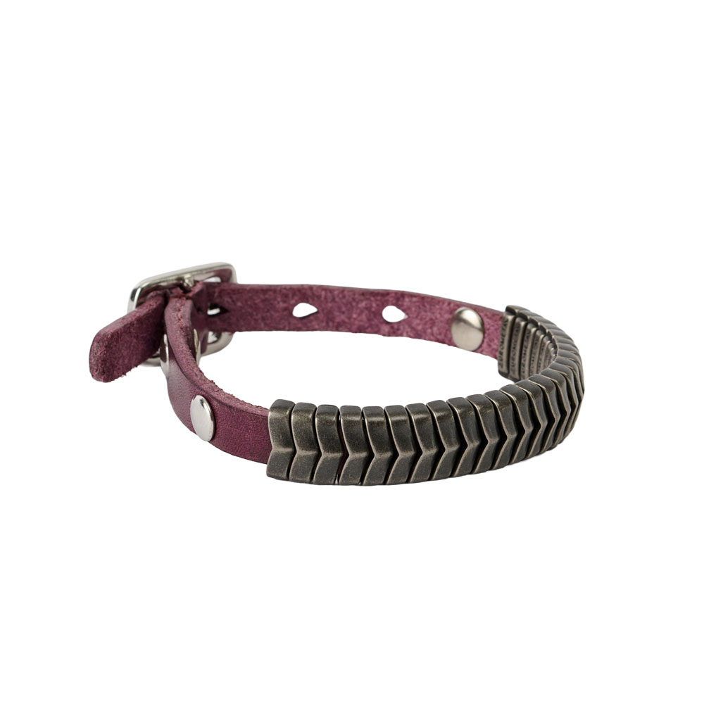 SPINE BRACELET SHADOW BERRY LEATHER