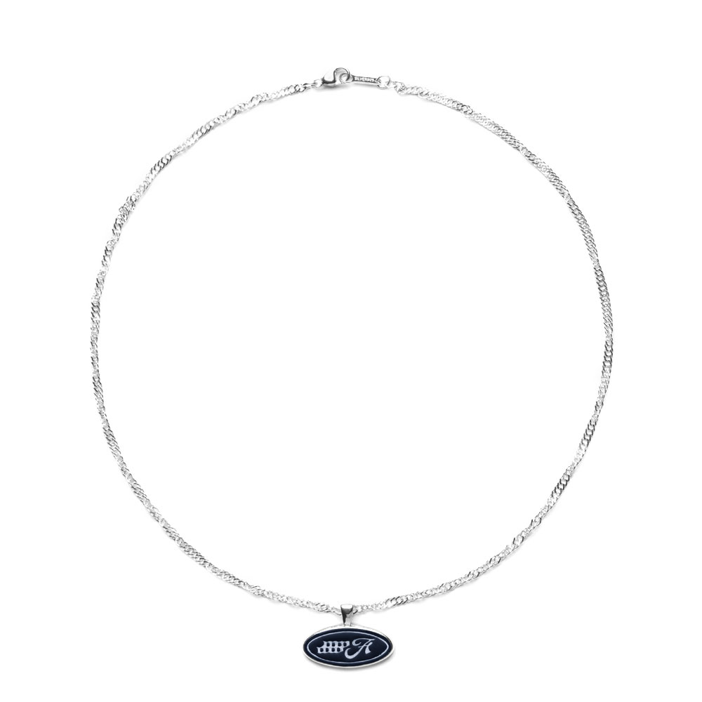EMBLEM NECKLACE II SILVER NAVY 42CM