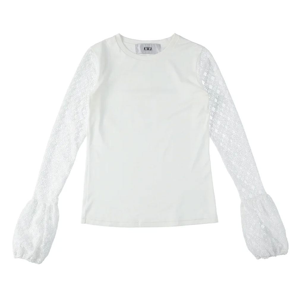 LACE SLEEVE TOPS WHITE