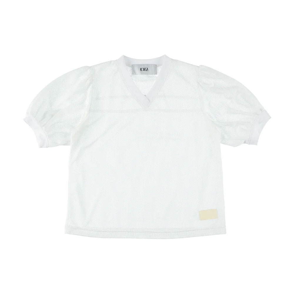 MESH PUFF SLEEVE TOPS WHITE