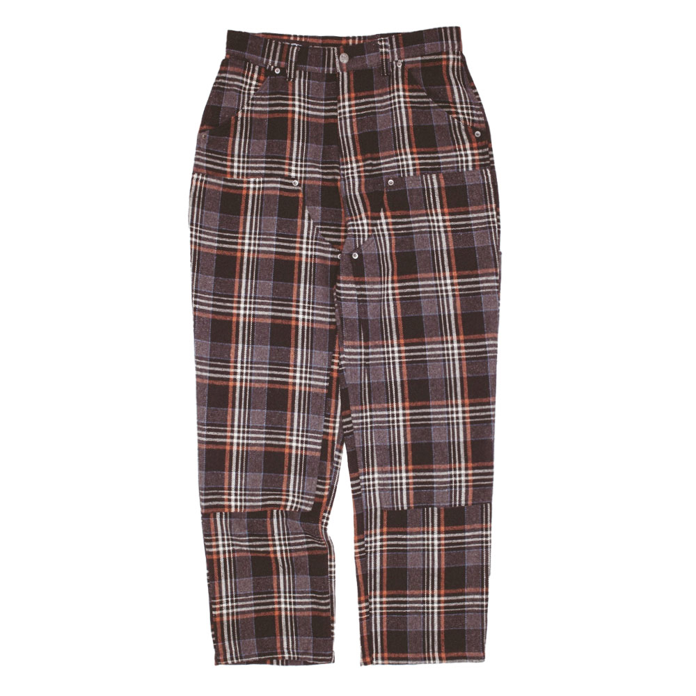 PLAID DOUBLE KNEE PANT BLACK/RED
