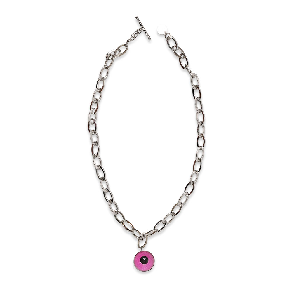 METAL CHARM NECKLACE PINK