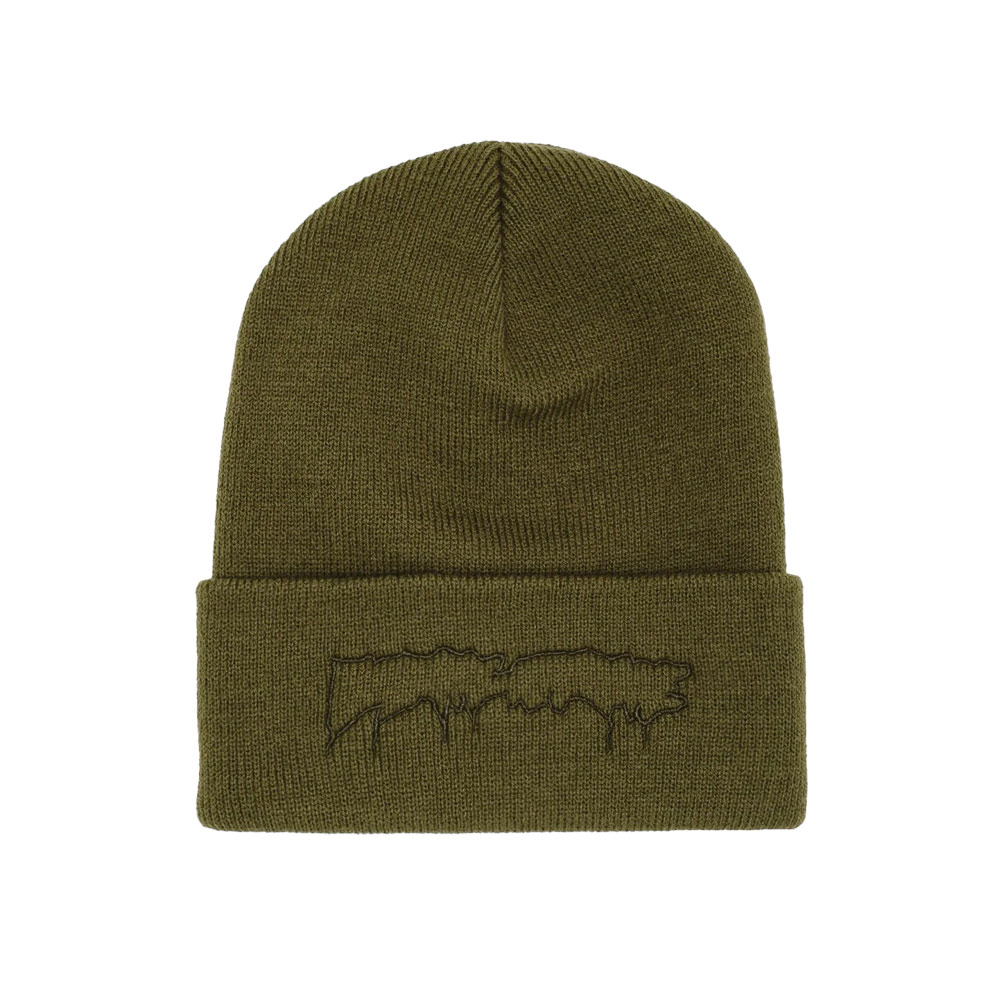 DRIP EMBROIDERED BEANIE OLIVE