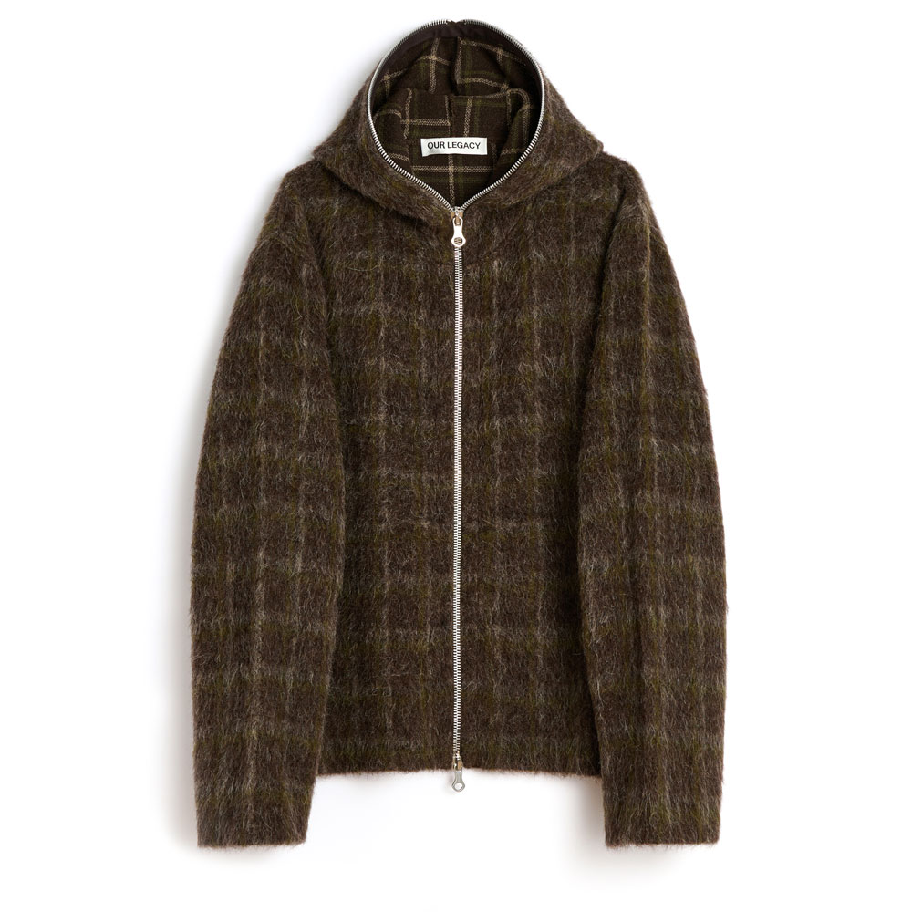 FULL ZIP HOOD DORF CHECK HAIRY WOOL