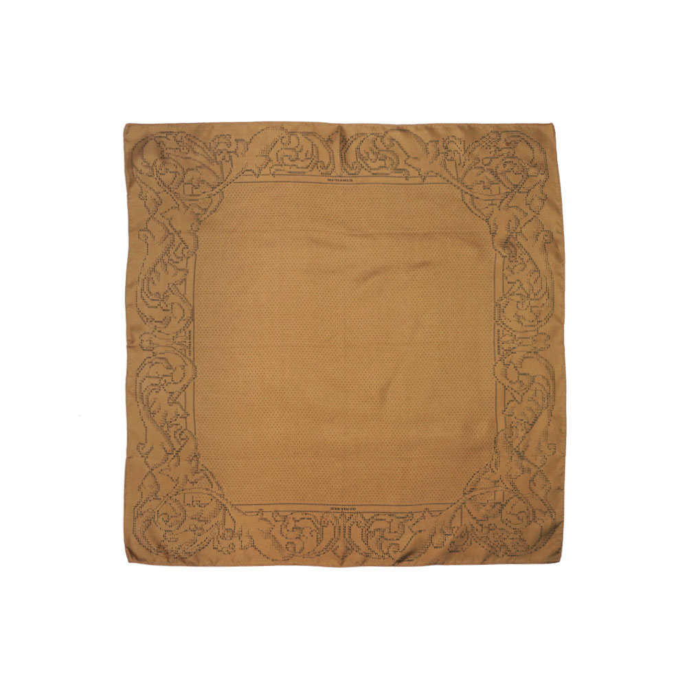 SILK TYPOGRAPHY SCARF OLIVE BROWN