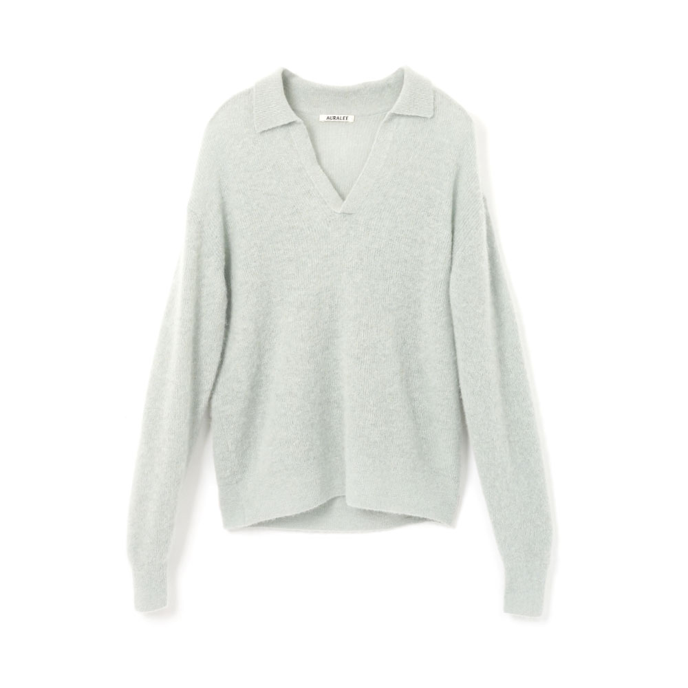 BABY SURI ALPACA SHEER KNIT SKIPPER POLO DUSTY MINT A26AP02AK