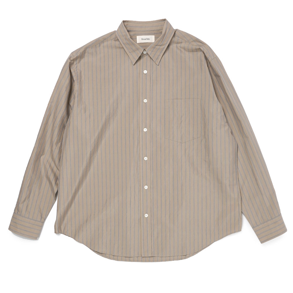 COTTON SILK STRIPE SHIRT BEIGE