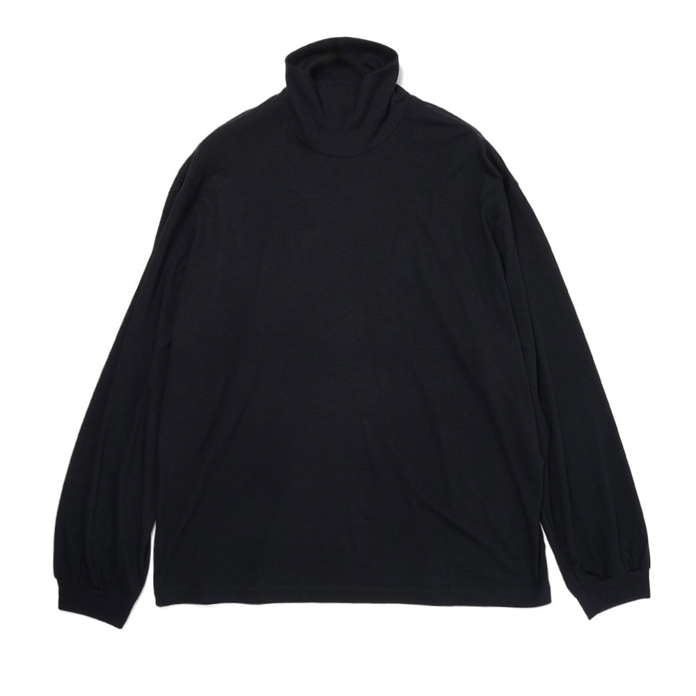 WASHABLE WOOL TURTLE NECK L/S TEE BLACK