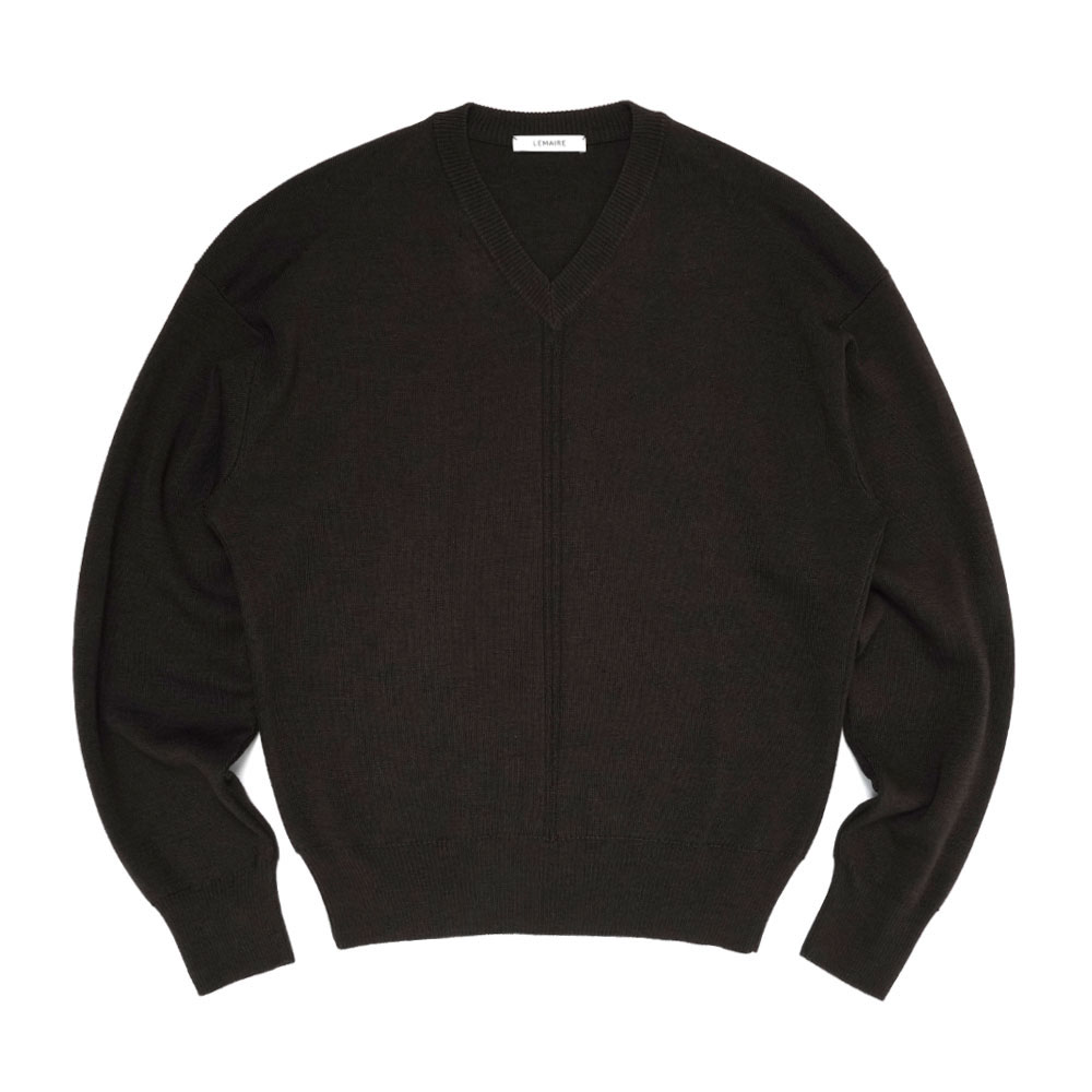 V NECK SWEATER DARK CACAO
