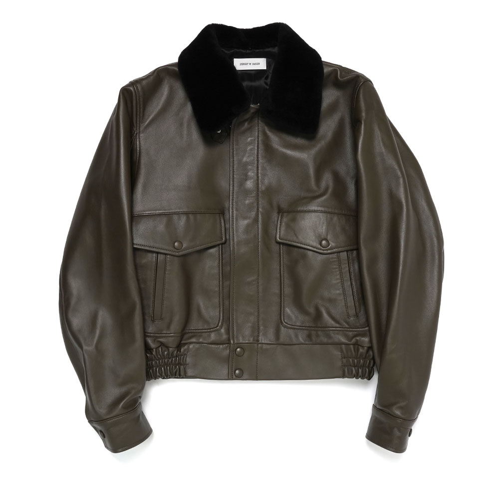 AVIATOR LEATHER JACKET OLIVE