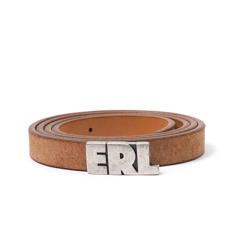ERL LOGO SKINNY LEATHER BELT TANNED