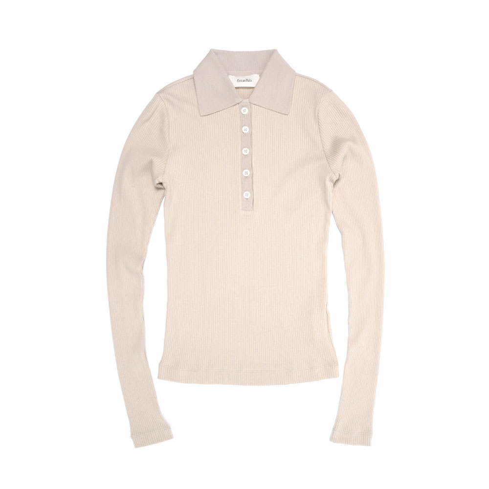 RIB TIGHT POLO T-SHIRT BEIGE