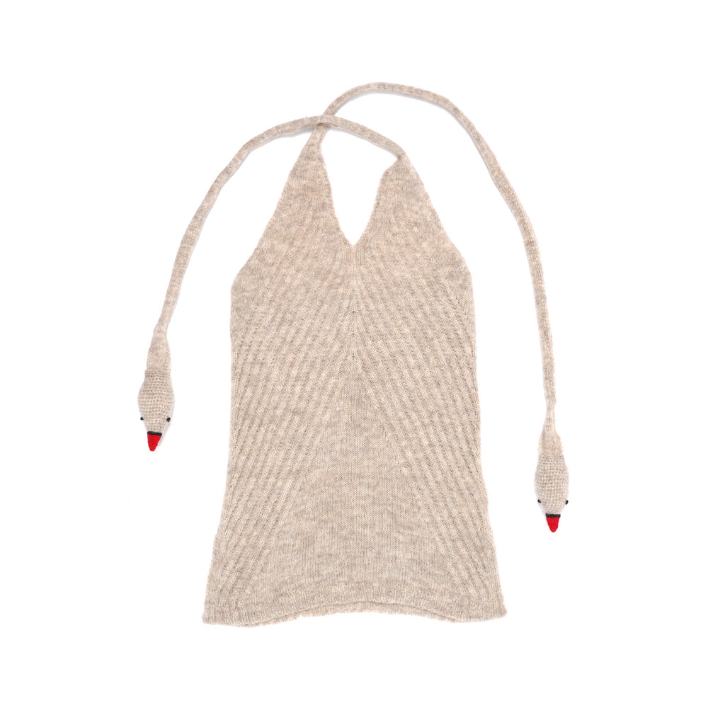 SWAN SCARF HALTER SWEATER OATMEAL