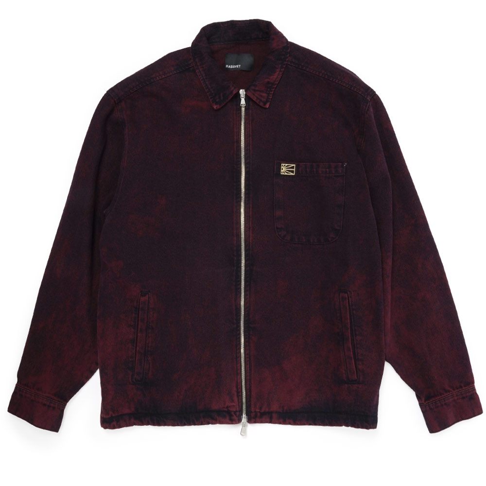 ACID WASH DENIM OVERSHIRT BURGUNDY