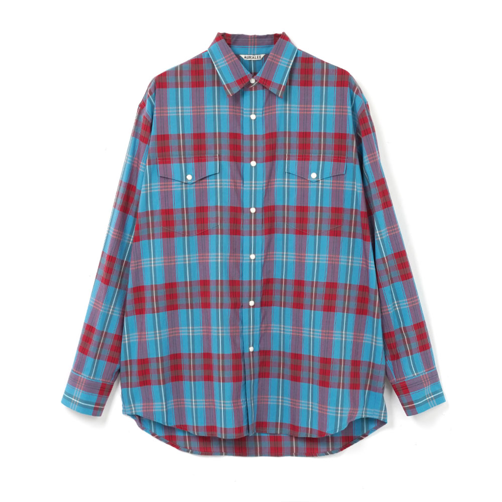 HIGH TWIST COTTON SILK CHECK SHIRT A26AS01KC BLUE CHECK