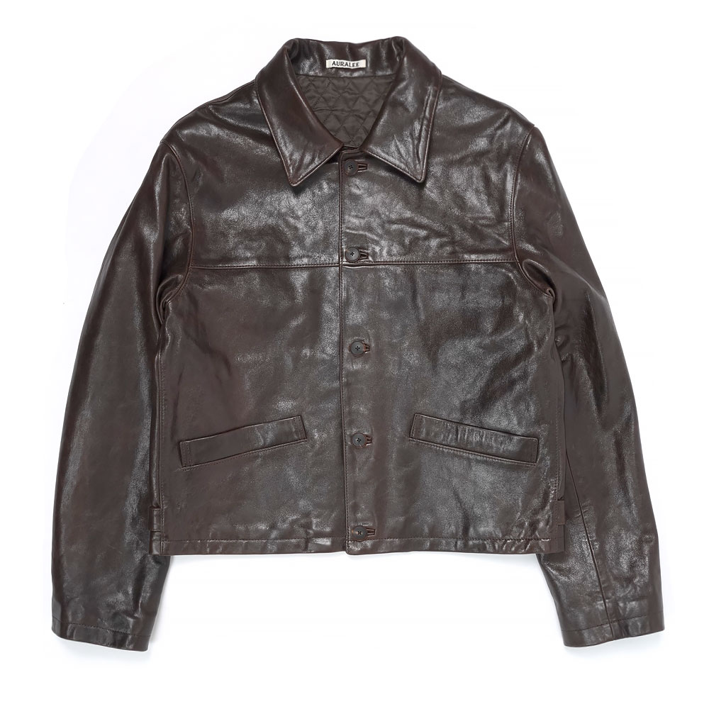 HEAVY LAMB LEATHER BLOUSON DARK BROWN A25AB02LA