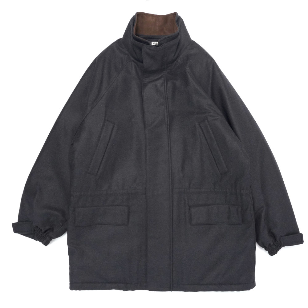 WOOL FULLING FLANNEL PADDED OVER BLOUSON TOP CHARCOAL A25AB02CF
