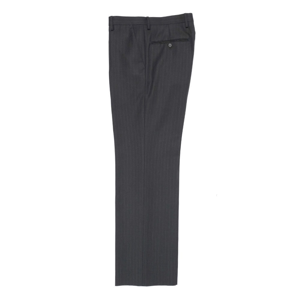 BLUEFACED WOOL NARROW SLACKS CHARCOAL NAVY STRIPE A25AP03BS