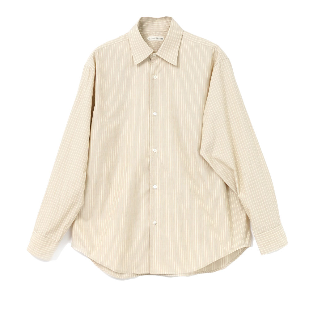 COTTON POPLIN STRIPED CLASSIC SHIRT BEIGE