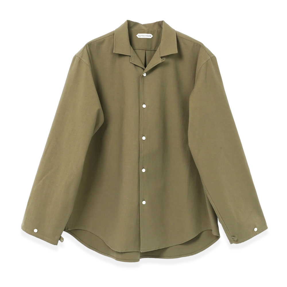 COTTON BACK-SATIN LOUNGE SHIRT OLIVE