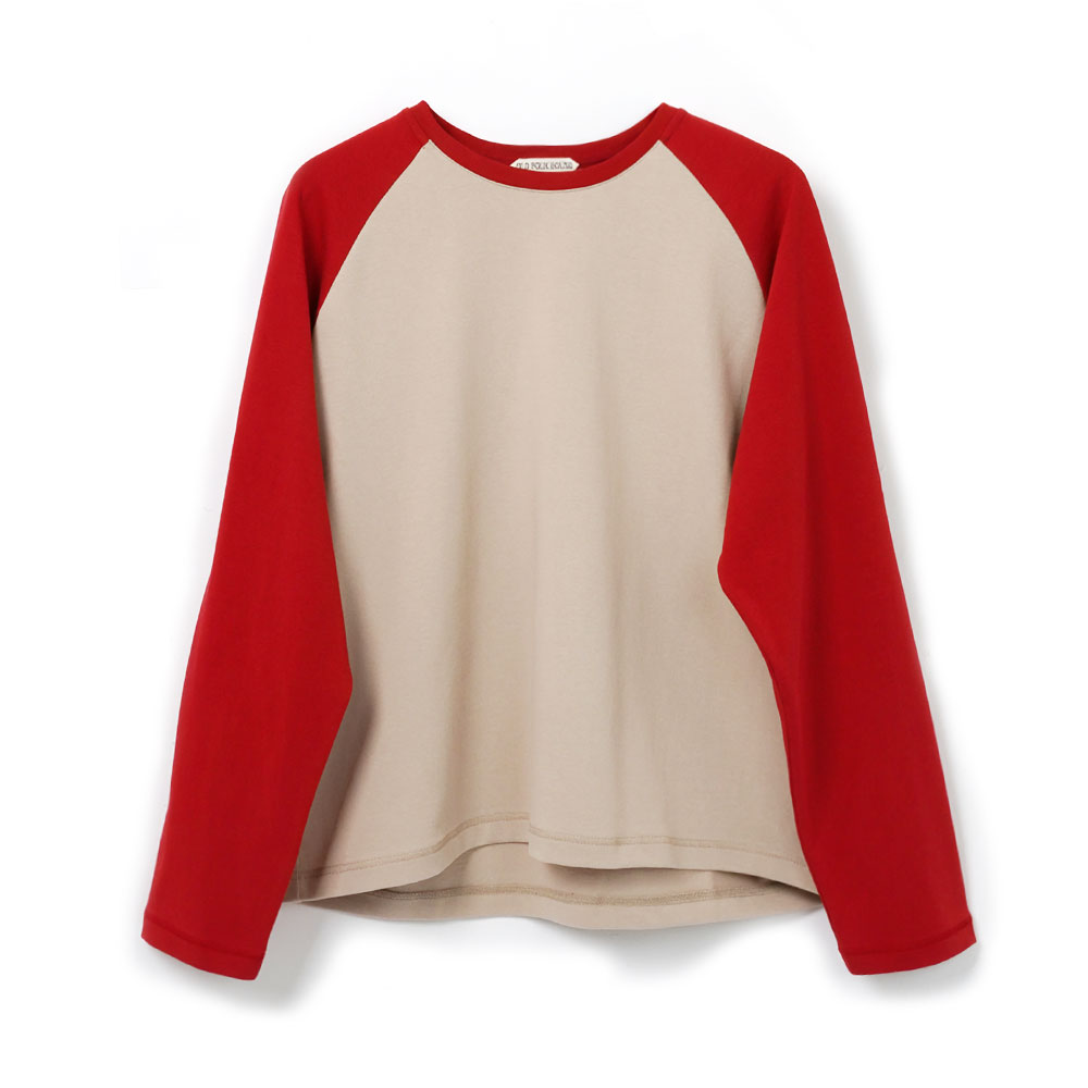 RAGLAN SLEEVE T-SHIRT RED/BEIGE