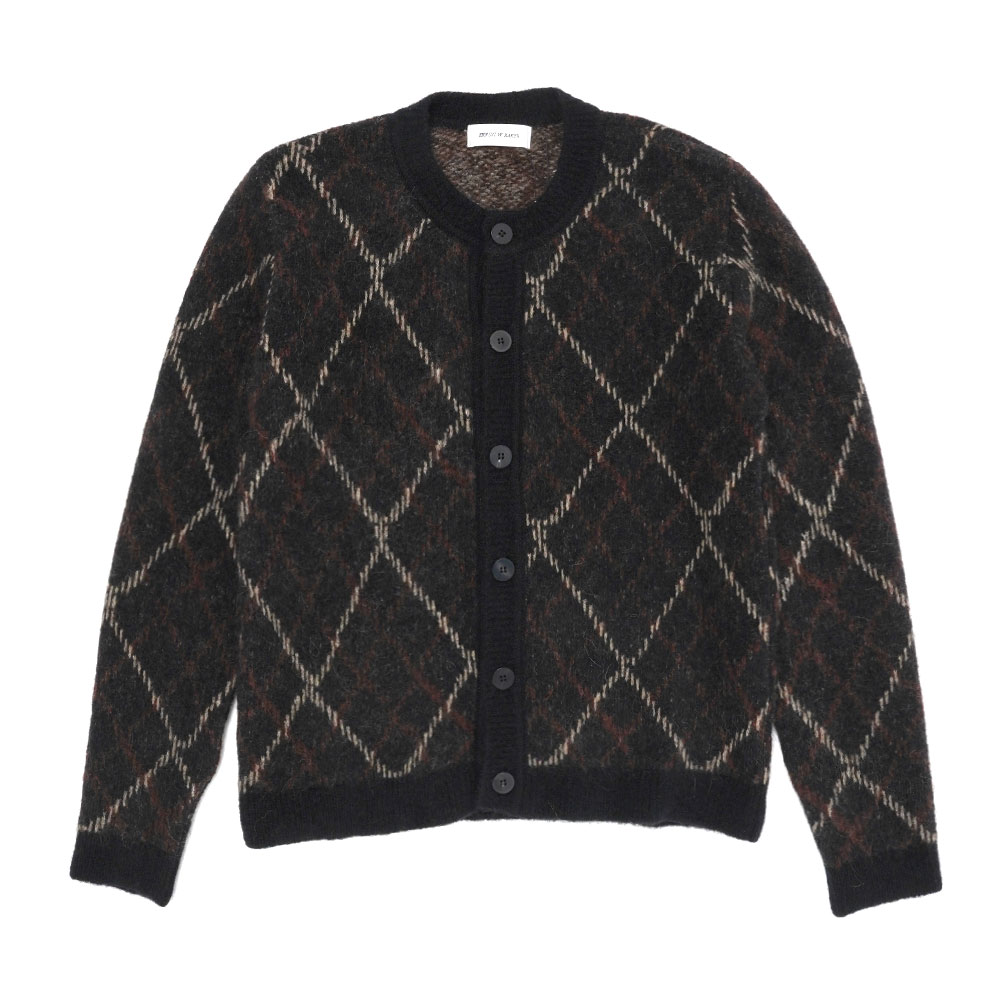 CHECK JACQUARD CARDIGAN BLACK & BROWN CHECK